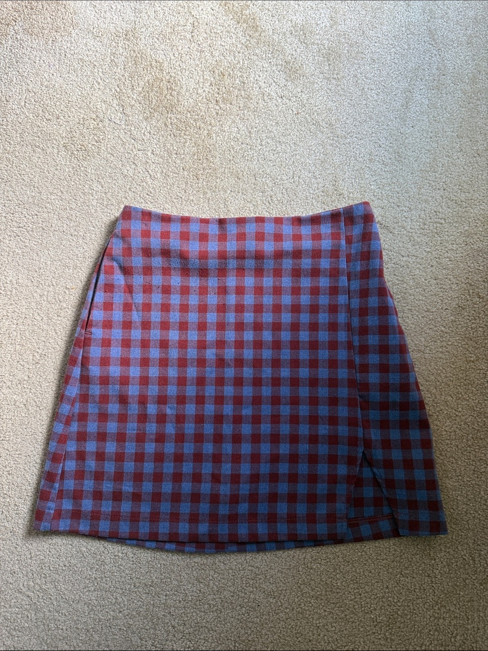 Urban Outfitters Red and Blue Gingham A-Line Mini Skirt